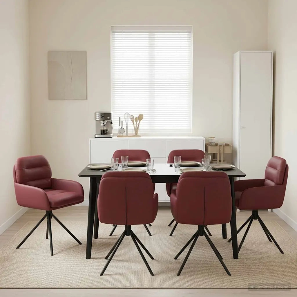 Sedie da pranzo girevoli 6 pcs Similpelle Rosso Vino 3428267
