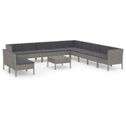 Set di mobili da giardino mobili da esterno 12 pezzi con cuscini resina intrecciata grigia 02_0015648