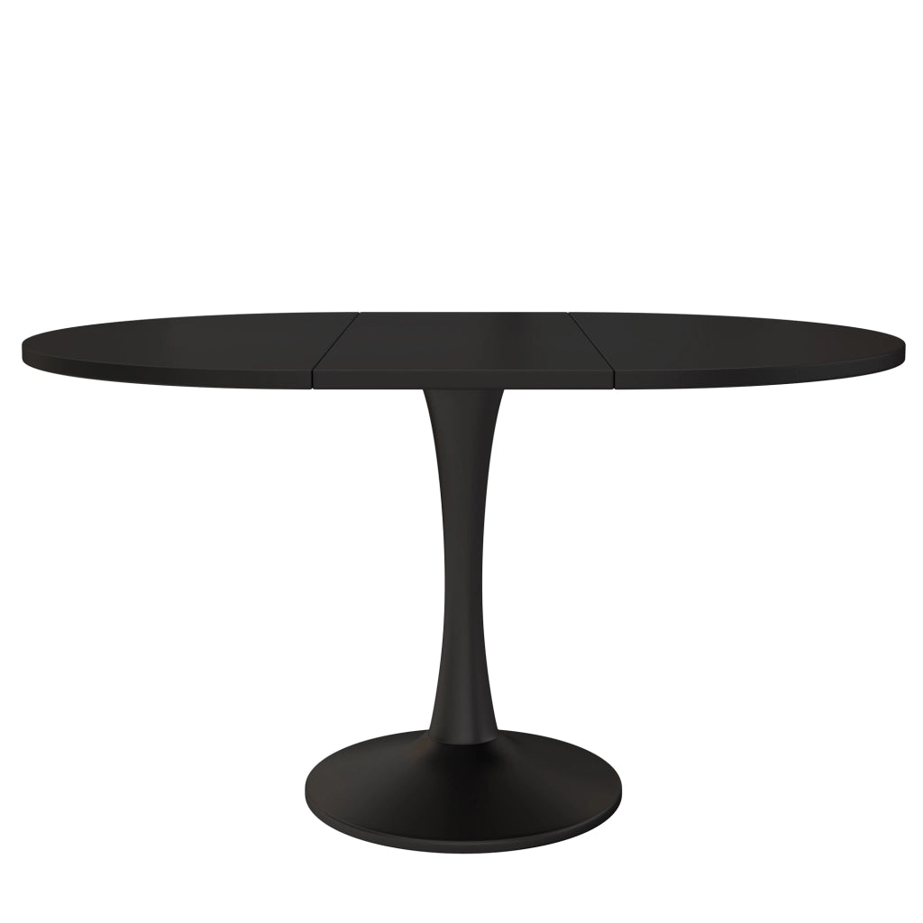 Tavolo da pranzo allungabile ovale con piano in MDF e struttura in ferro per soggiorno moderno nero 100 × 100 × 75 cm