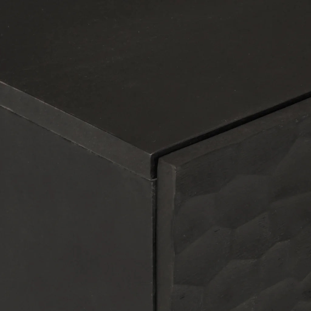 Credenza Nera 60x33x75 cm in Legno Massello di Mango 356822