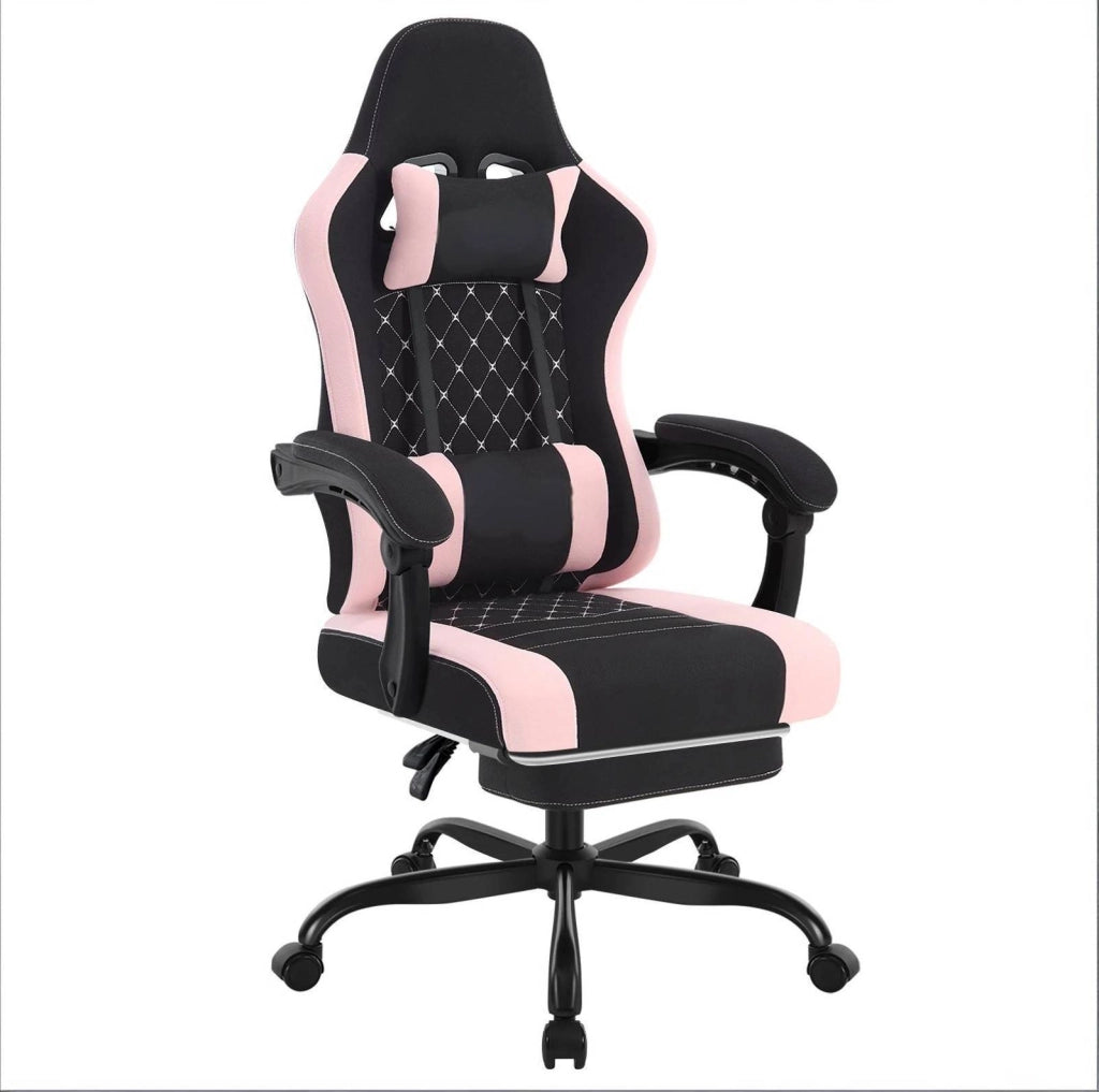 Sedia gaming ergonomica con massaggio, rete e poggiapiedi