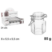 Trade Shop - Set 24 Pezzi Barattolo Esagonale Vasetto Con Tappo Porta Spezie Vetro 85g 100829 -