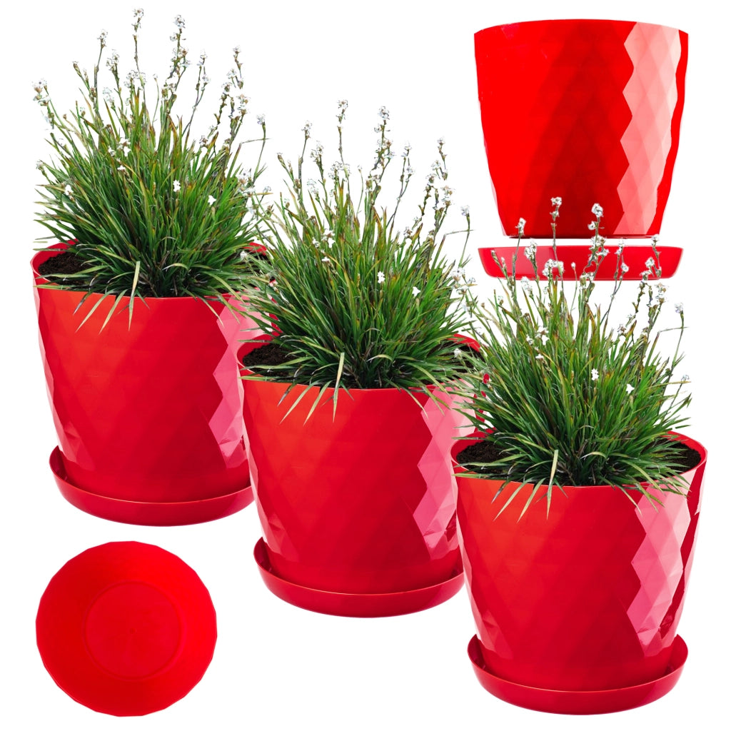 Vaso da fiori KADAX, coprivaso, 20 cm, supporto per fiori, plastica rossa, 3 pezzi.