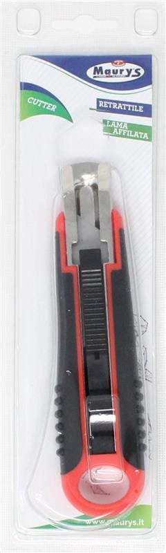 CUTTER DI SICUREZZA PER UFFICIO RETRATTILE CON LAMA AFFILATA ROSSO E NERO
