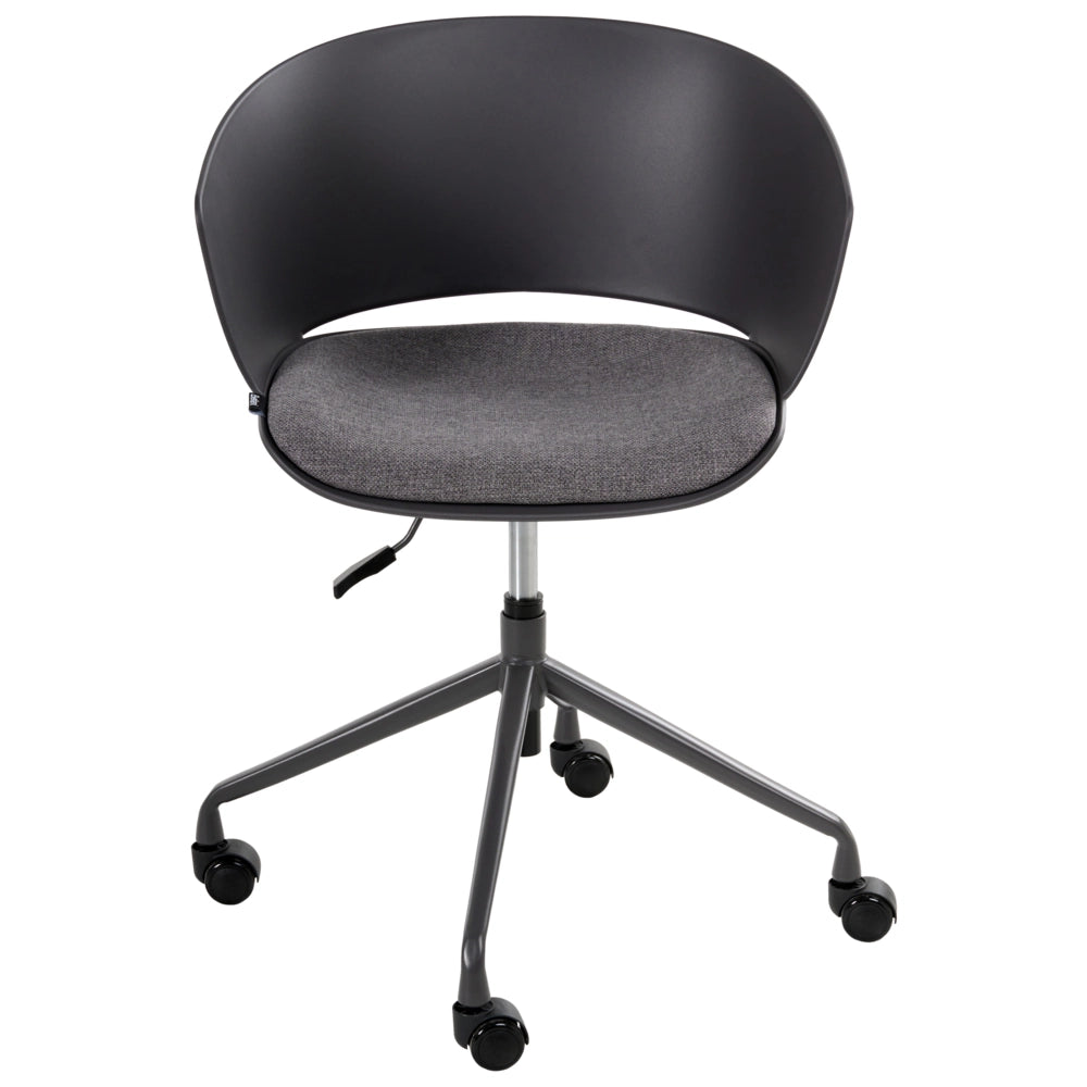 Sedia da ufficio con seduta in tessuto grigio grafite girevole, per scrivania regolabile in altezza