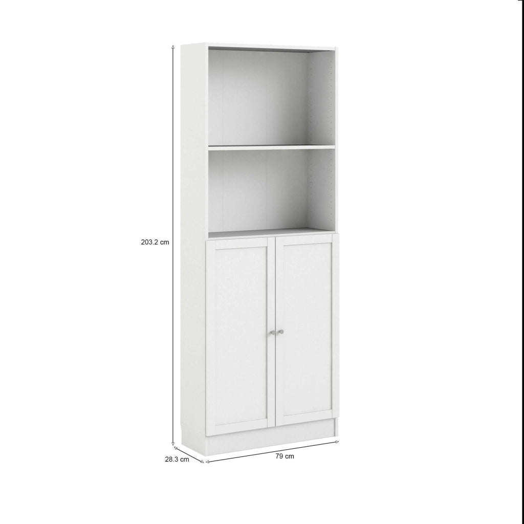 Libreria Michel, Scaffale da ufficio, Mobile portalibri, Biblioteca, 79x28 h203 cm, Bianco