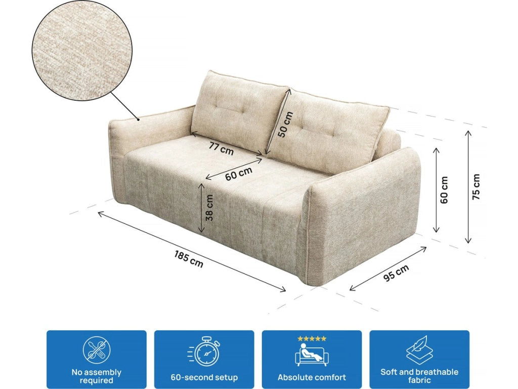 Divano dritto in tessuto texturizzato "Silvano" - 3 posti - Beige