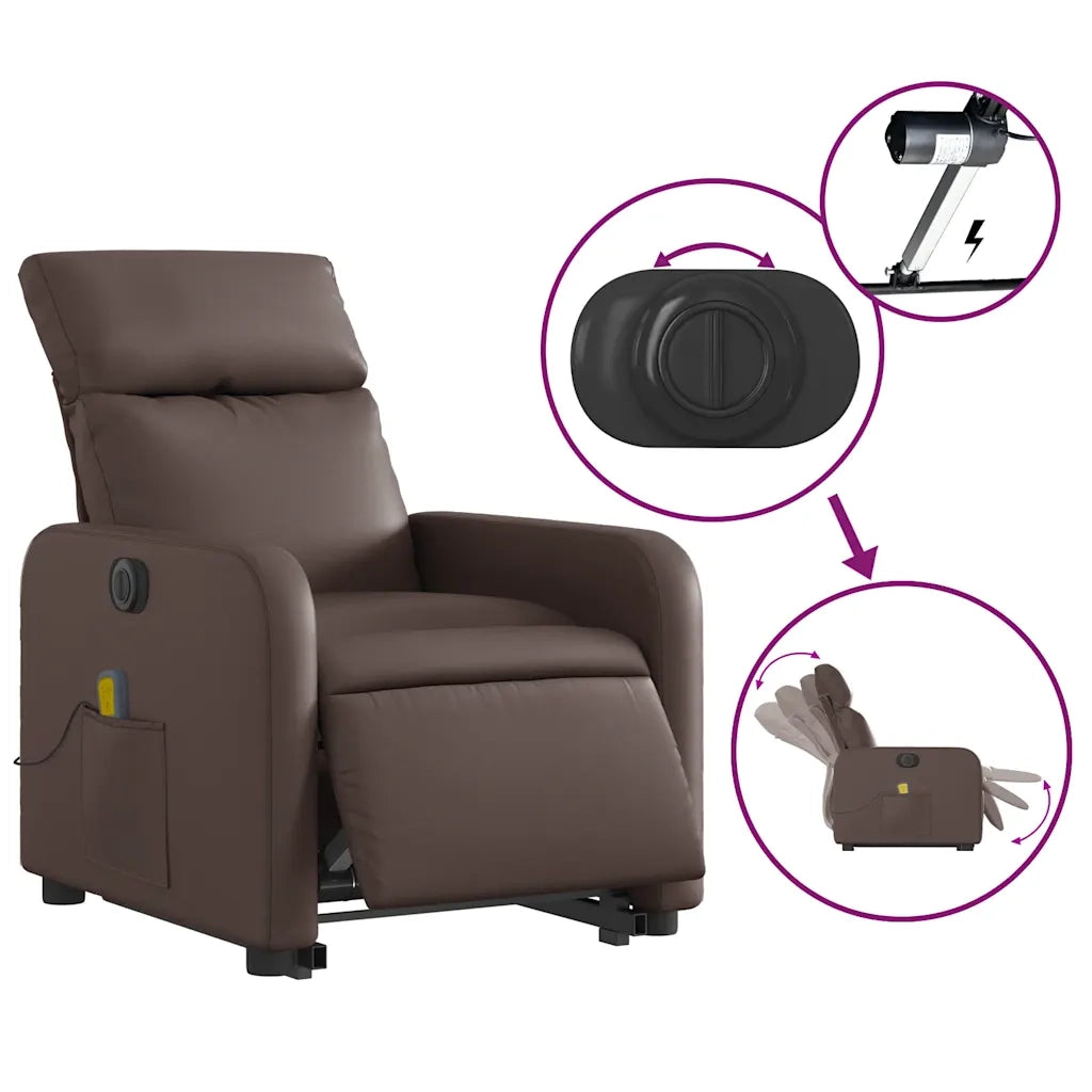 Poltrona Alzapersona Elettrica Reclinabile Marrone Similpelle 3206772