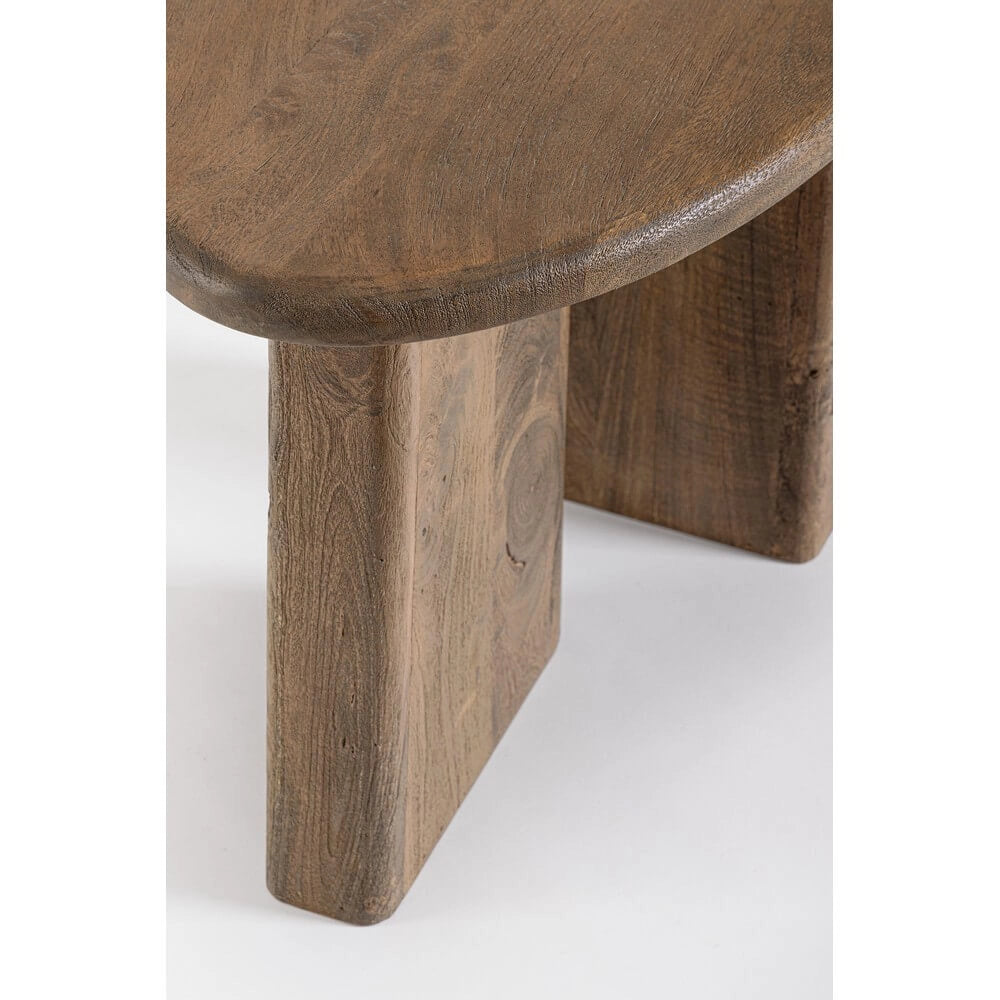 Tavolino in Legno di Mango Piano Ovale Finitura Naturale - ENIGMA