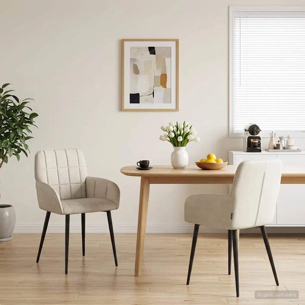 Sedie da pranzo 2 pcs Velluto (V) Crema 56,5 x 50 x 86 cm 42034277