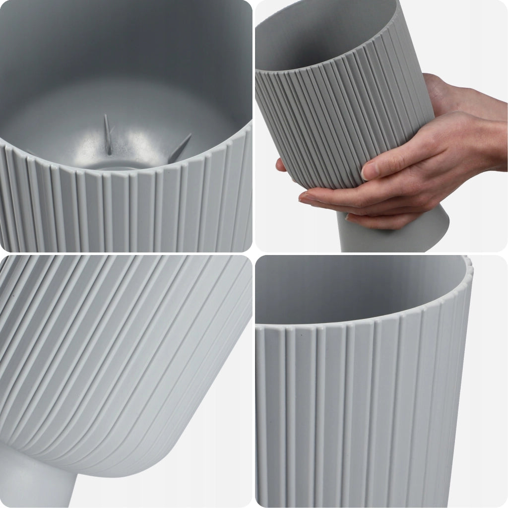 Vaso da fiori KADAX, vaso per fiori, da giardino, con coperchio in plastica, 14 cm, supporto per fiori, grigio
