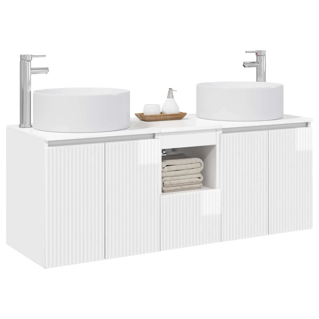 Set di Armadi da Bagno 3 pz Bianco Lucido 49,5 x 44,5 x 65,5 cm 3405741