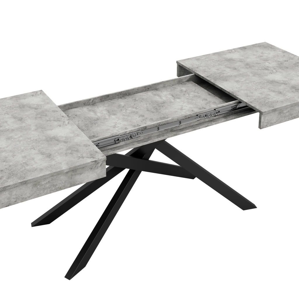 Tavolo da pranzo allungabile con piano da 93 mm, gambe incrociate, per sala da pranzo, cucina e soggiorno, grigio