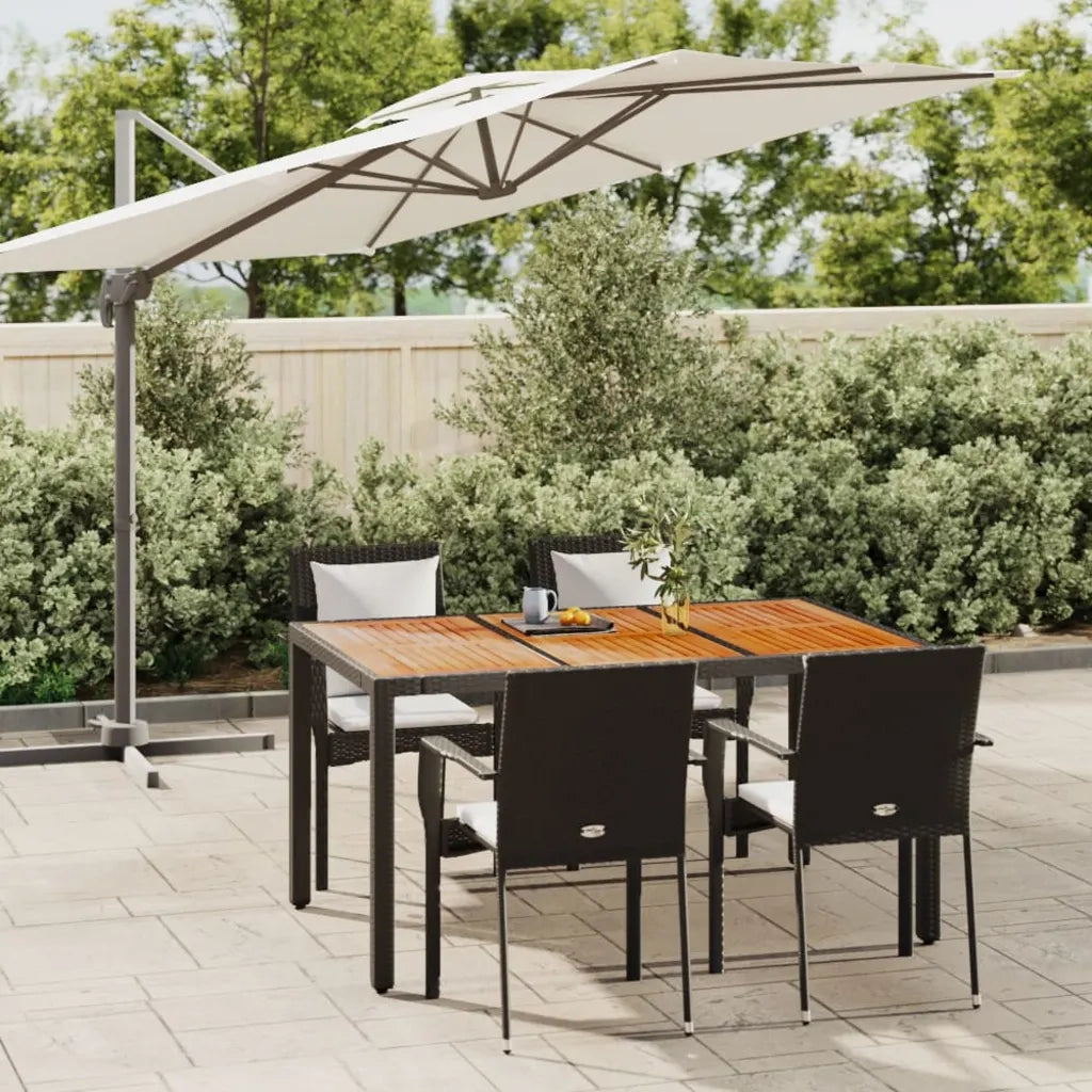 Set da Pranzo da Giardino 5 pz Nero con Cuscini in Polyrattancod mxl 76456