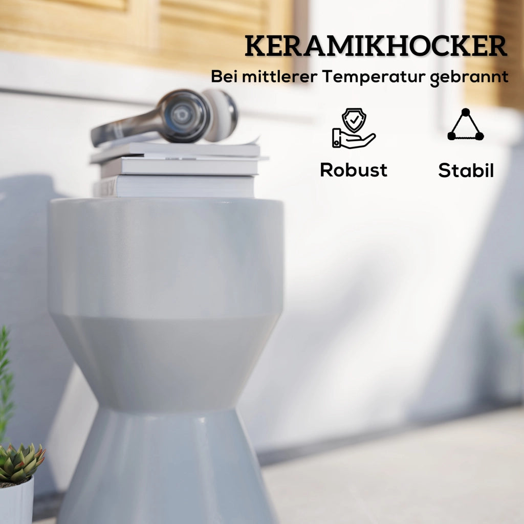 Sgabello da giardino in ceramica ¨C zephmum ¨C Grigio chiaro ?33x45,5 cm 120kg