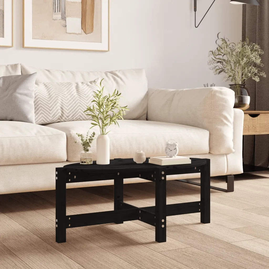 Tavolino da salotto | Tavolino da caff¨¨ | Tavolino da Soggiorno Nero 87x48x35 cm in Legno Massello di Pino