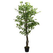 Albero di Ficus Artificiale 630 Foglie 120 cm Verde 359016