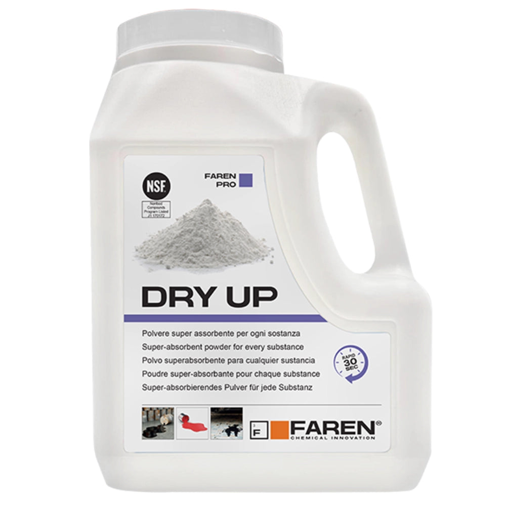 Faren dry up polvere assorbente ecologica ideale per olio, vernici, acidi 900gr.