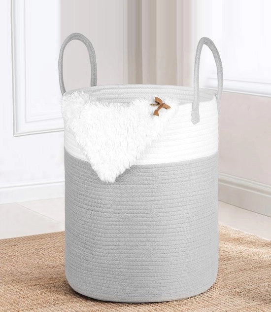 Asciugamani e Pannolini in Tessuto di Cotone, 66L Asciugamani con Manico, Contenitore per Asciugamani per Pannolini e Giochi, Organizzatore per Asciugamani per Spazio Bagno Camera da Bambini, 38x46cm