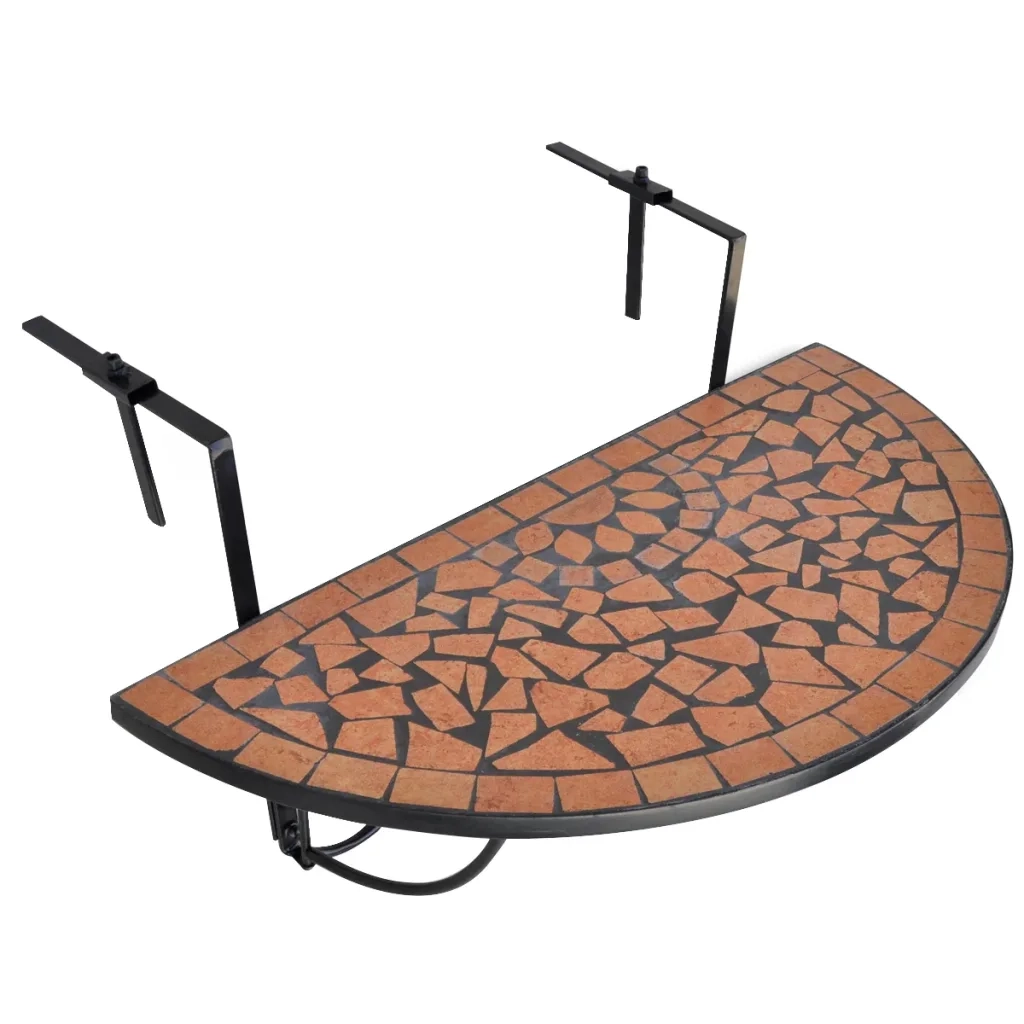 Tavolino da Giardino | Tavolo Sospeso da Balcone in Terracotta con Mosaico