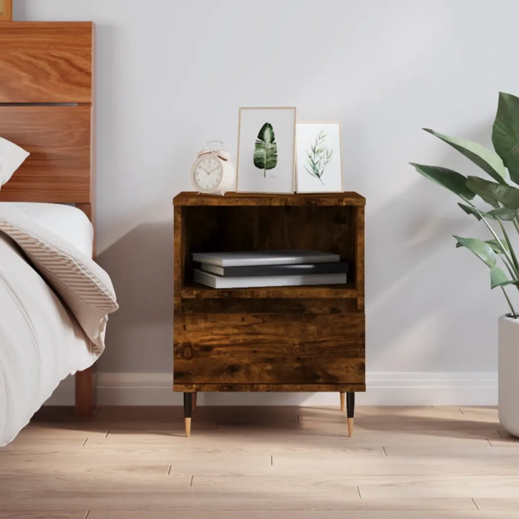 Comodino Rovere Fumo 40x35x50 cm in Legno Multistratocod mxl 126442