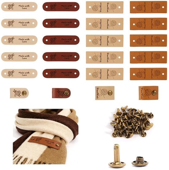 Etichette in Pelle Manuali - 20 Pezzi - Spilloni - Adatti per DIY - Regali - Decorative e Resistenti - Etichetta