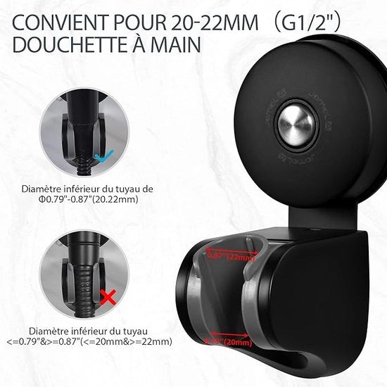 Sostegno per docciaschiuma a mano 4 angoli Sostegno regolabile per docciaschiuma a mano con beugel rimovibile di docciaschiuma in acciaio inox Sostegno per docciaschiuma a mano sostitutivo per bagno RV Materiale: acciaio inox colore: nero