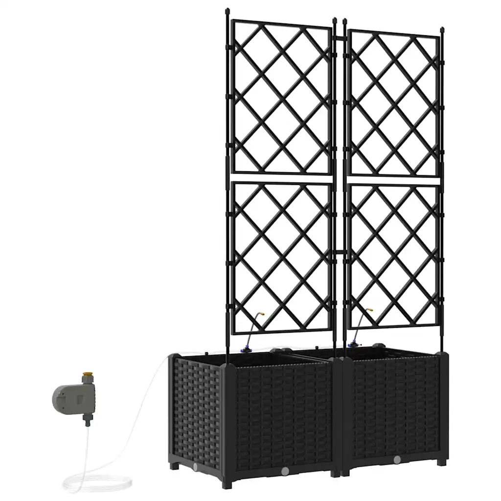 Vaso da giardino 2 pcs Nero Plastica 42002851