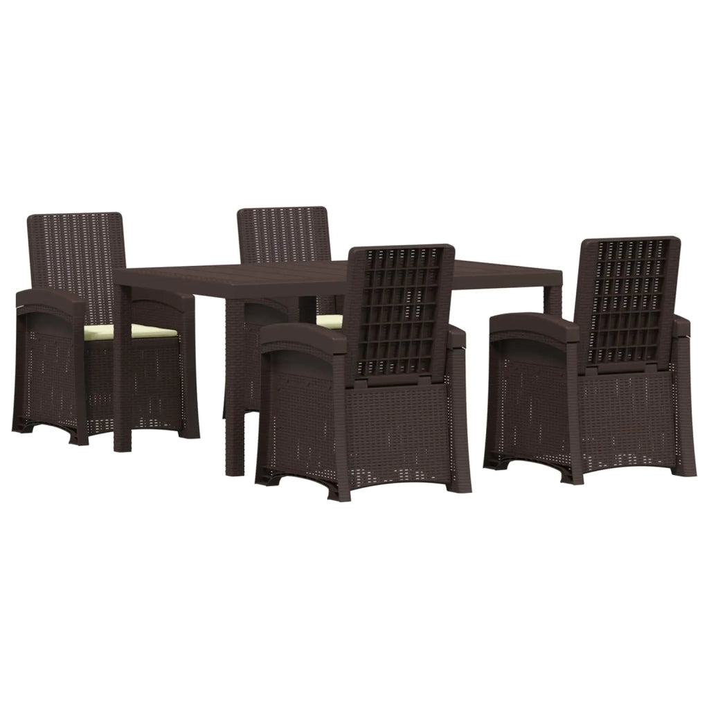 Set da Pranzo per Giardino 5 pz Marrone e Crema PP 3430123