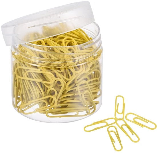 Clip per carta 200 pezzi - Giallo - Carino - Inox - Rivestimento vinile - Attrezzature ufficio - 28mm formato - Attrezzature ufficio
