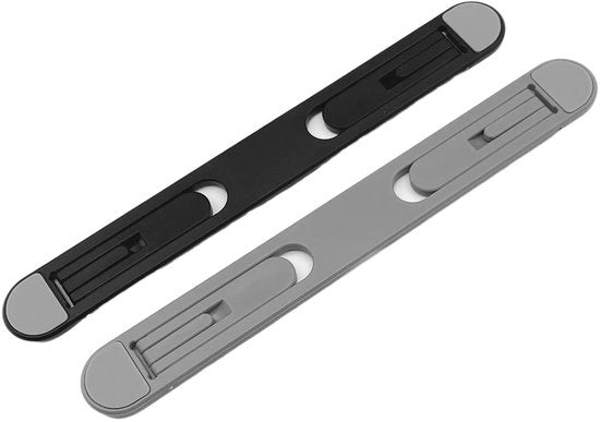 Stand per laptop onnipresente con dissipatore di calore, pieghevole, regolabile, con zaino con illuminazione di sfondo, amplificatore per laptop 2 pezzi (nero + grigio)