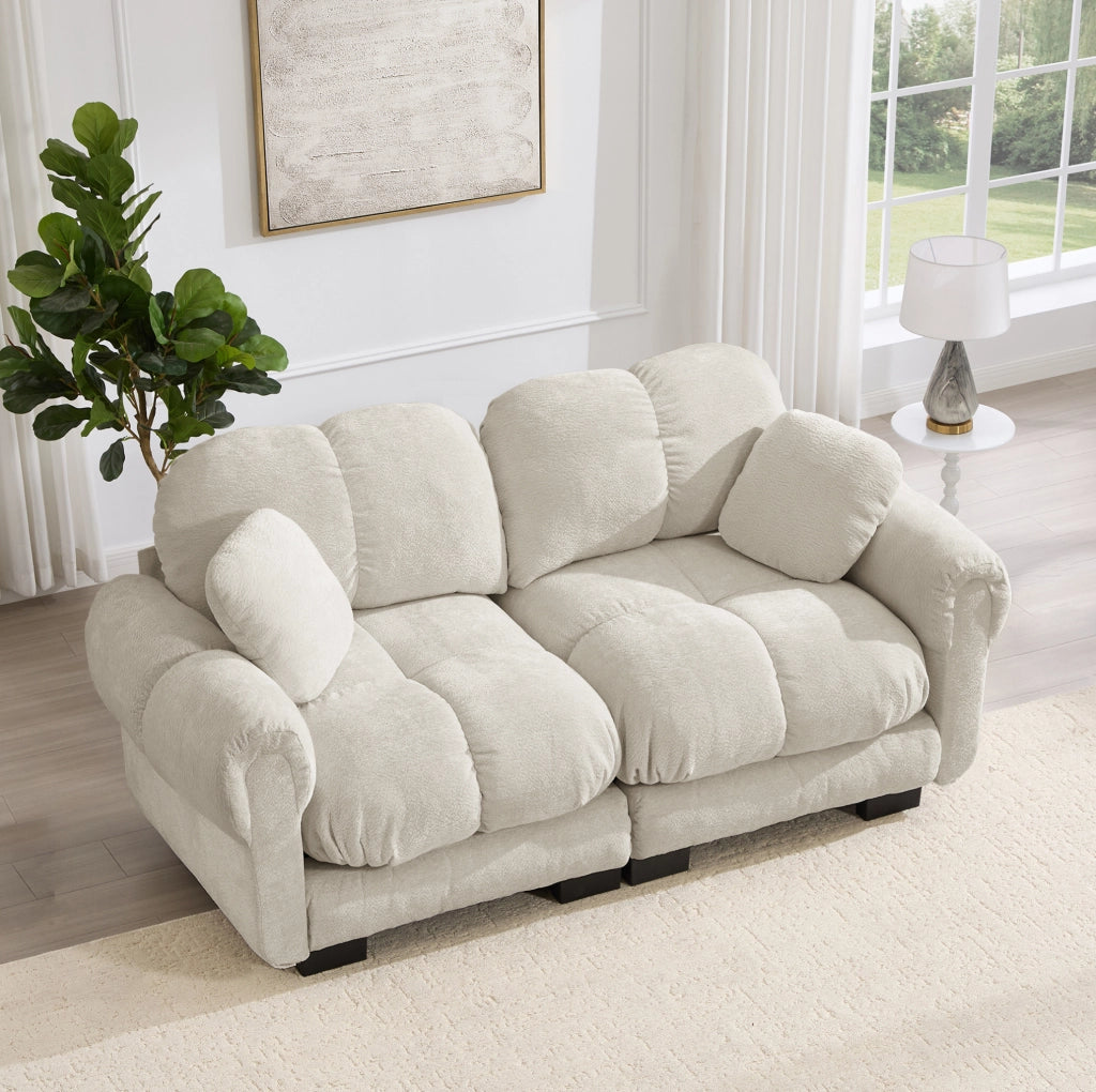 Divano modulare in chenille Light Khaki 190x86x90 cm