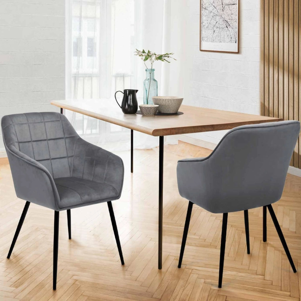 Set di 2 sedie da pranzo MADY in velluto grigio chiaro