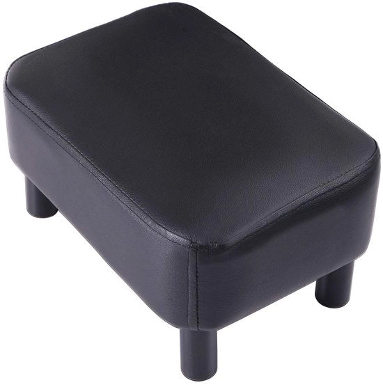 Banco per piedi piccoli - Design moderno - Nero PU - Supporto per piedi ottomano - Ideale per soggiorno e camera da letto