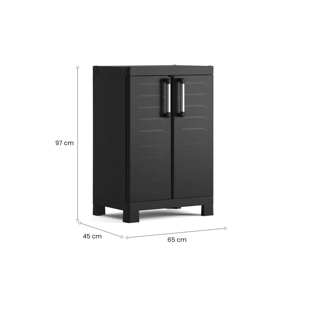 Armadio da esterno Terrebonne, Mobile outdoor, Mobiletto giardino multiuso, Contenitore per balcone o garage, Made in Italy, 65x45 h97 cm, Nero