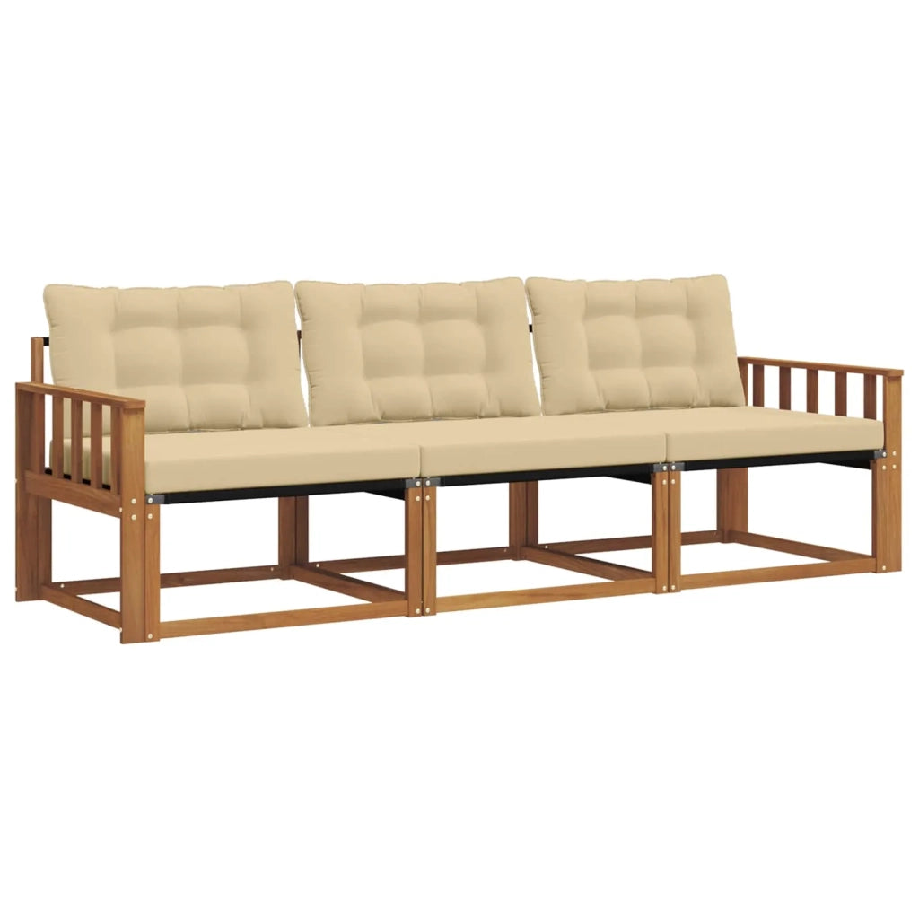 Set di divani da esterno con cuscino 3 pcs Naturale e Beige 3369144