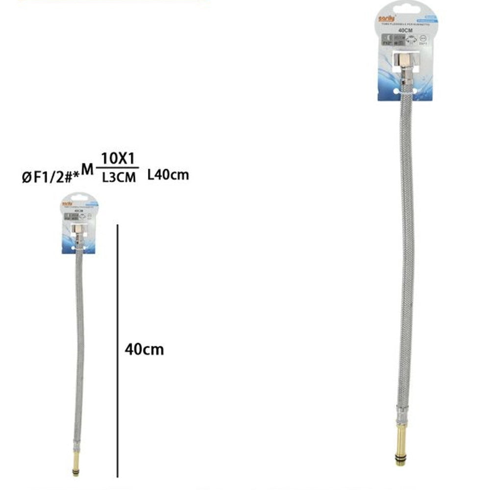 Trade Shop - Tubo Flessibile Flessibili Rubinetto Miscelatore Acqua 40 Cm F1/2 X M10/1 79911 -