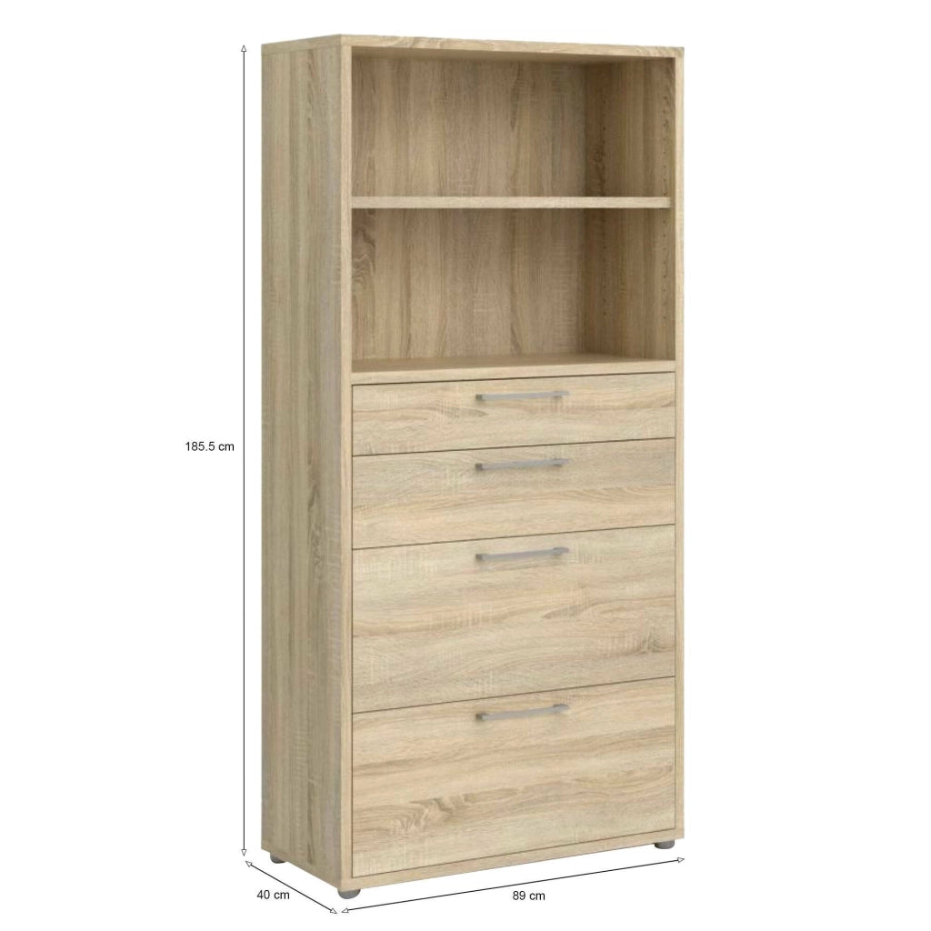 Credenza Ciudad, Buffet da soggiorno, Madia da salotto, Dispensa da cucina, 89x40 h186 cm, Quercia