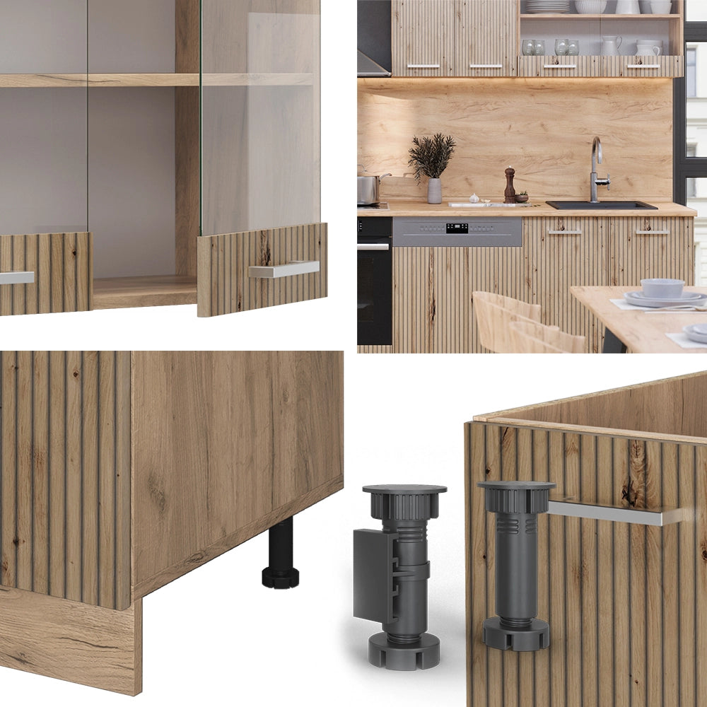 Cucina componibile R-Line Rovere artigianale/Rovere dorato 300 cm, PL Rovere Vicco