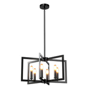 Lampada a sospensione 6 luci farmhouse vari geometrica altezza regolabile-Luce appesa industriale moderno regolabile per soggiorno cucina Nero
