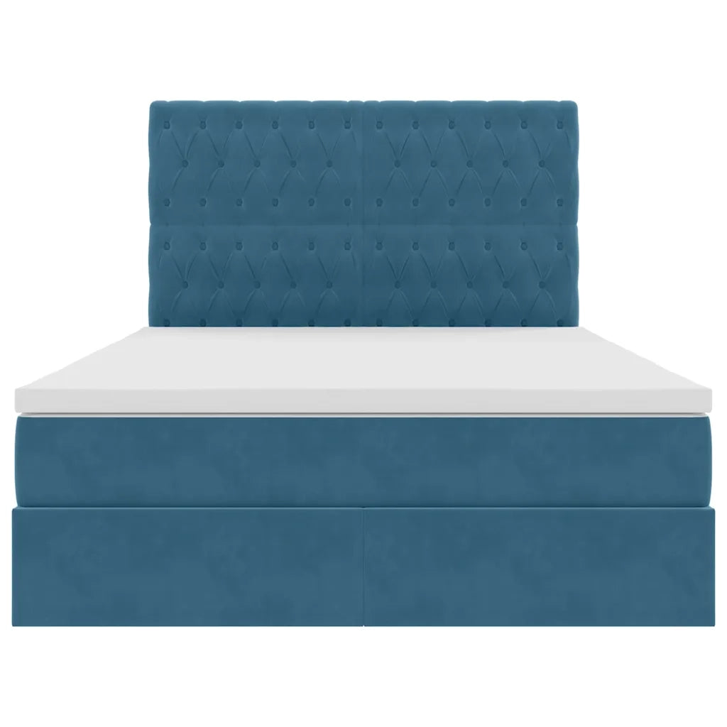 Letto con contenitore e materasso Blu Scuro 140 x 200 cm