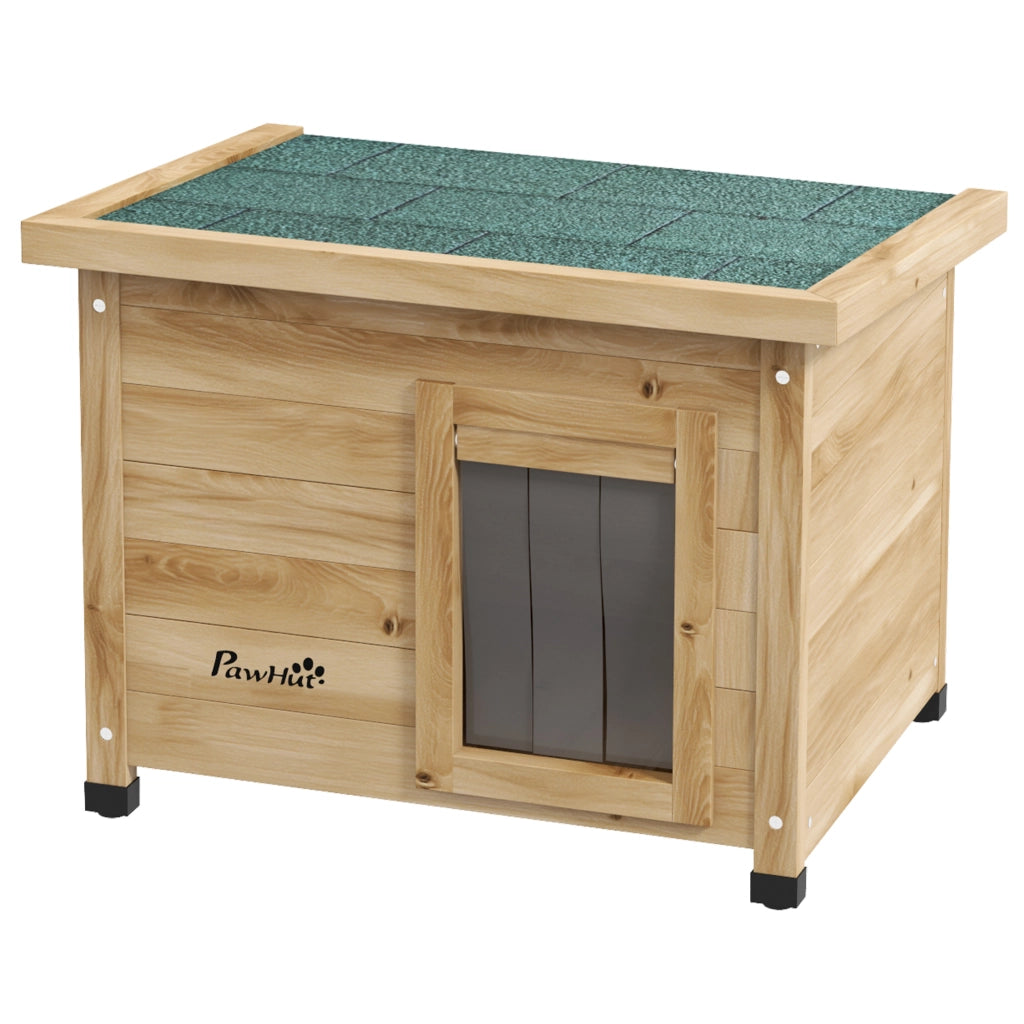 Casetta per Gatti Esterno Legno Sollevata Tetto Catrame Finestra ¨C zephmum ¨C Giallo 57x45x43 cm