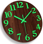 Orologio luminoso per parete in MDF, silenzioso, non ticchettante, 30 cm cristallo, orologio per parete moderno con grande batteria, facile da leggere per camera, casa, cucina, camera da letto, ufficio, scuola