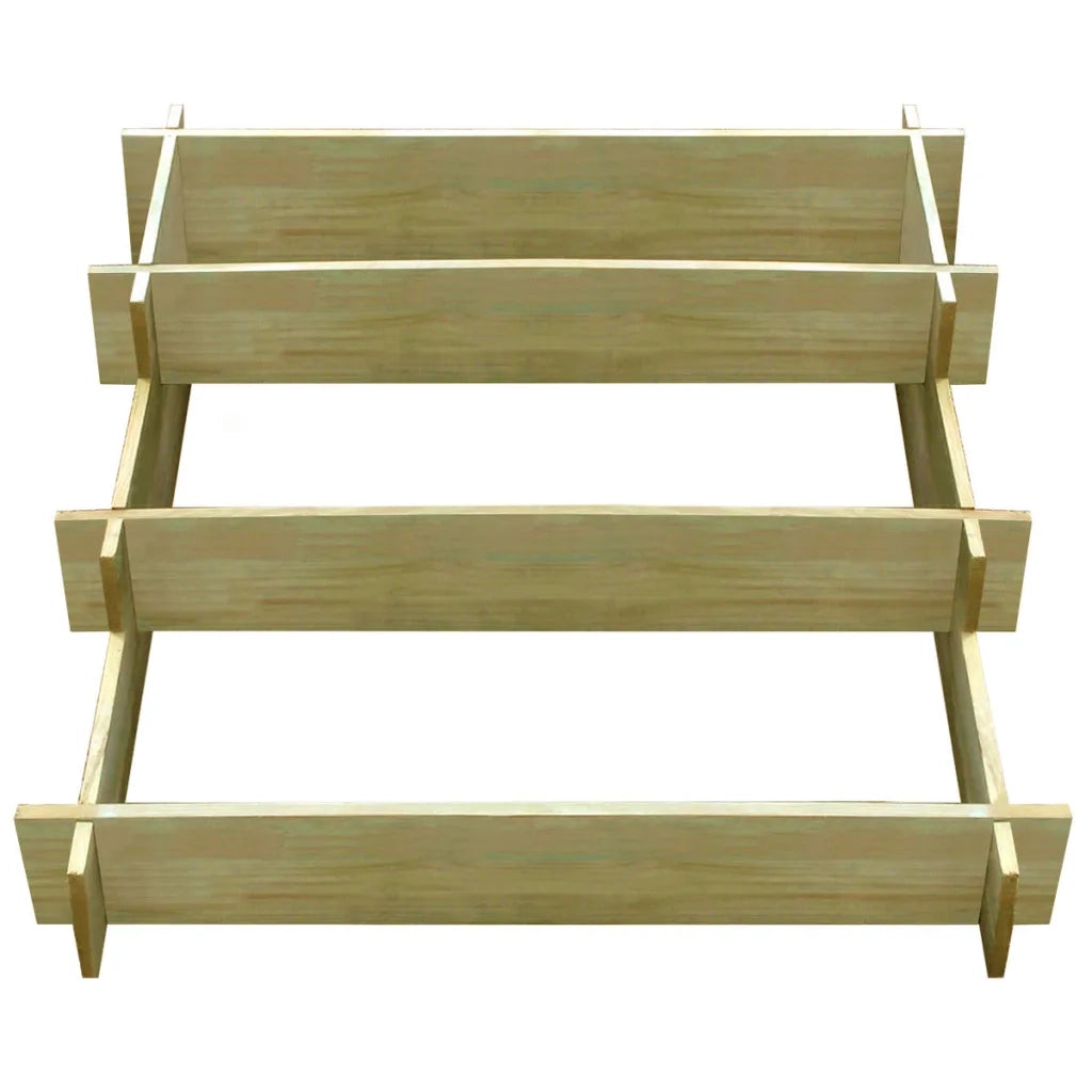 Fioriera | Cassetta per fiori | Vaso a 3 Livelli 90x90x35 cm in Legno Impregnato