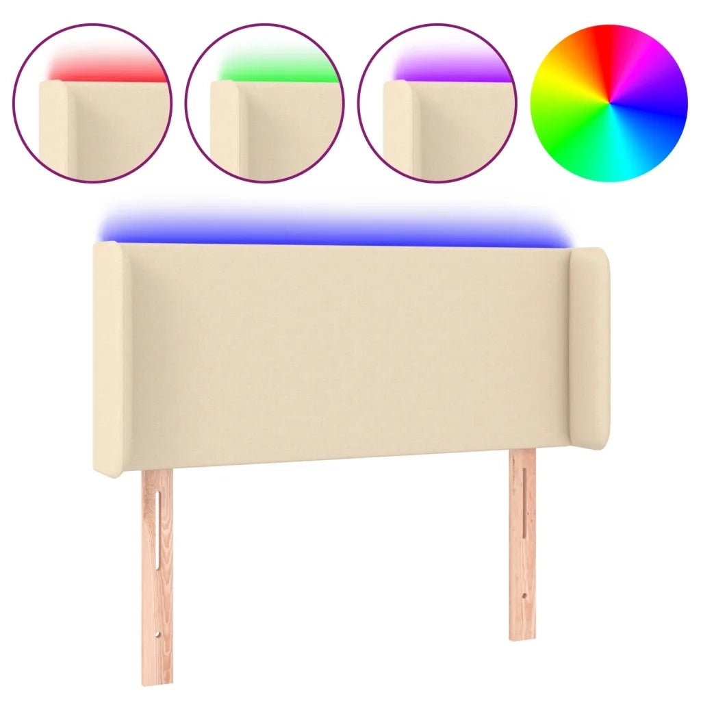 Testiera a LED-Testata con LED Crema 93x16x78/88 cm in Tessuto 315218