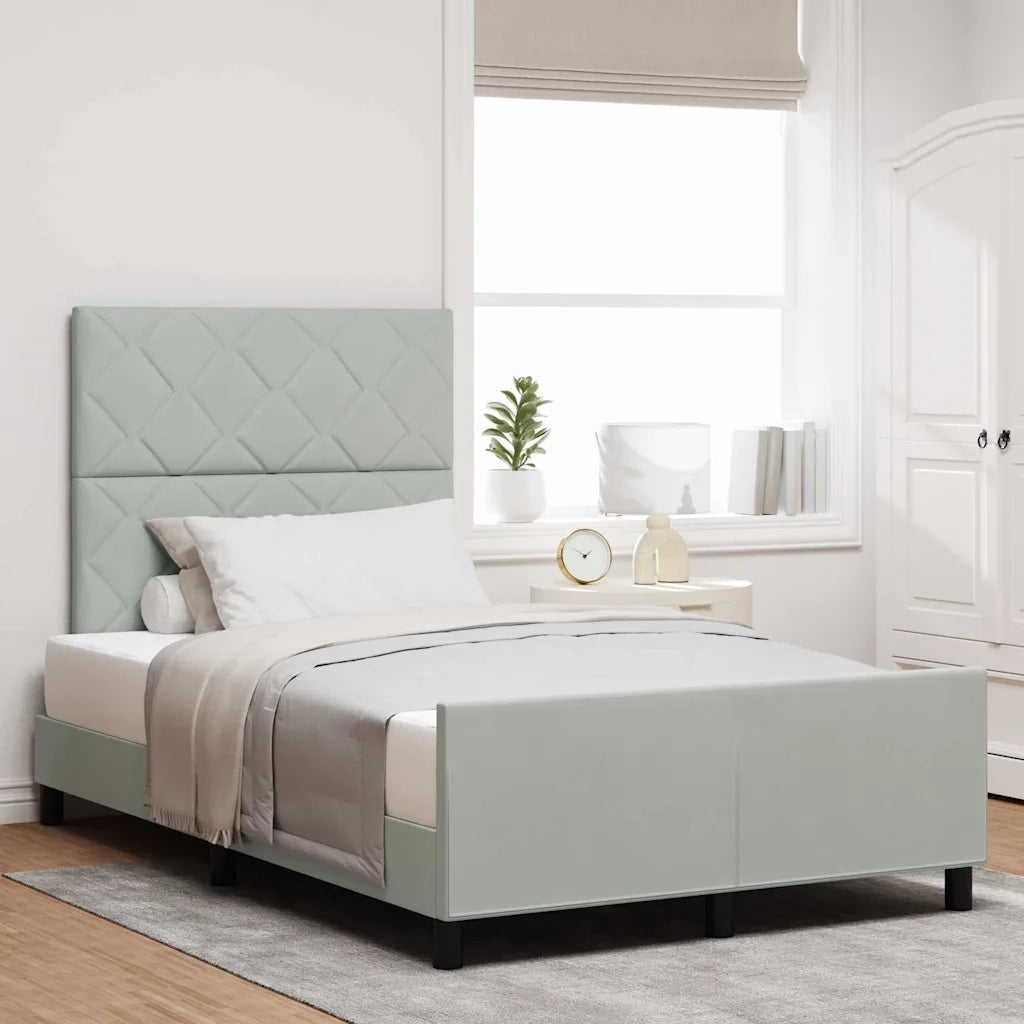 Letto a molle con testiera Grigio chiaro 120 x 190 cm Velluto 3344993