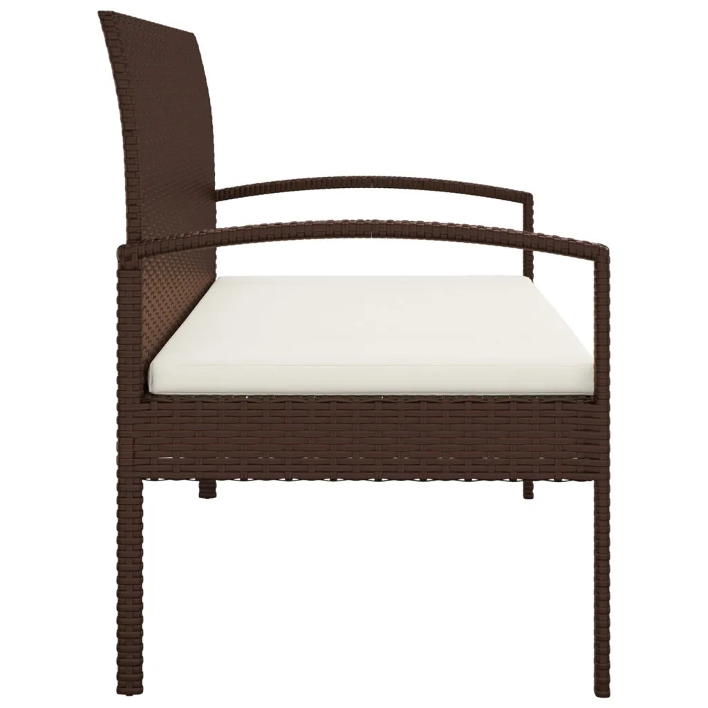 Panca da Giardino con Cuscino Marrone 105 cm in Polyrattan 362165