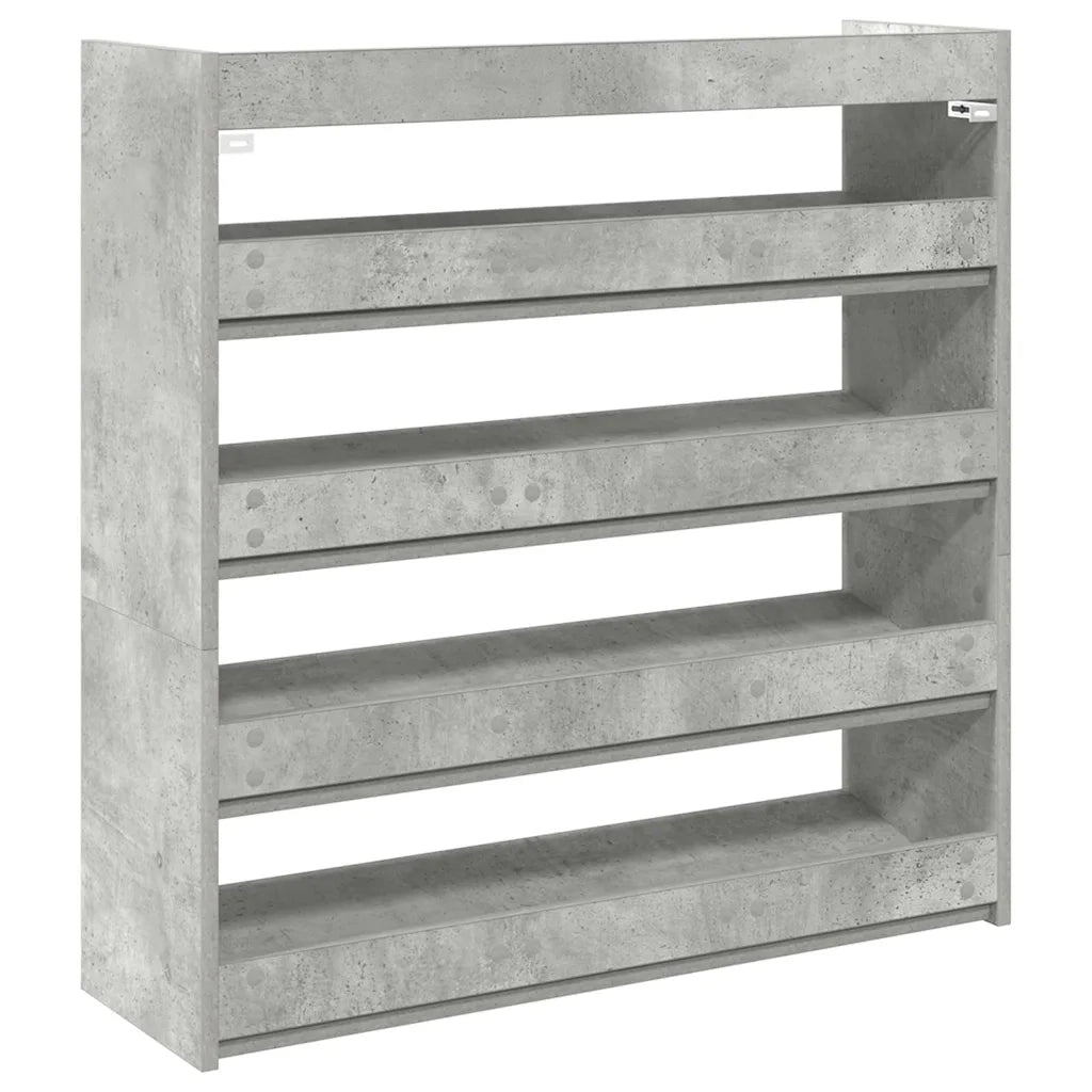 Scarpiera-Scaffale per scarpe Grigio Cemento 80x25x81 cm in Legno Multistrato