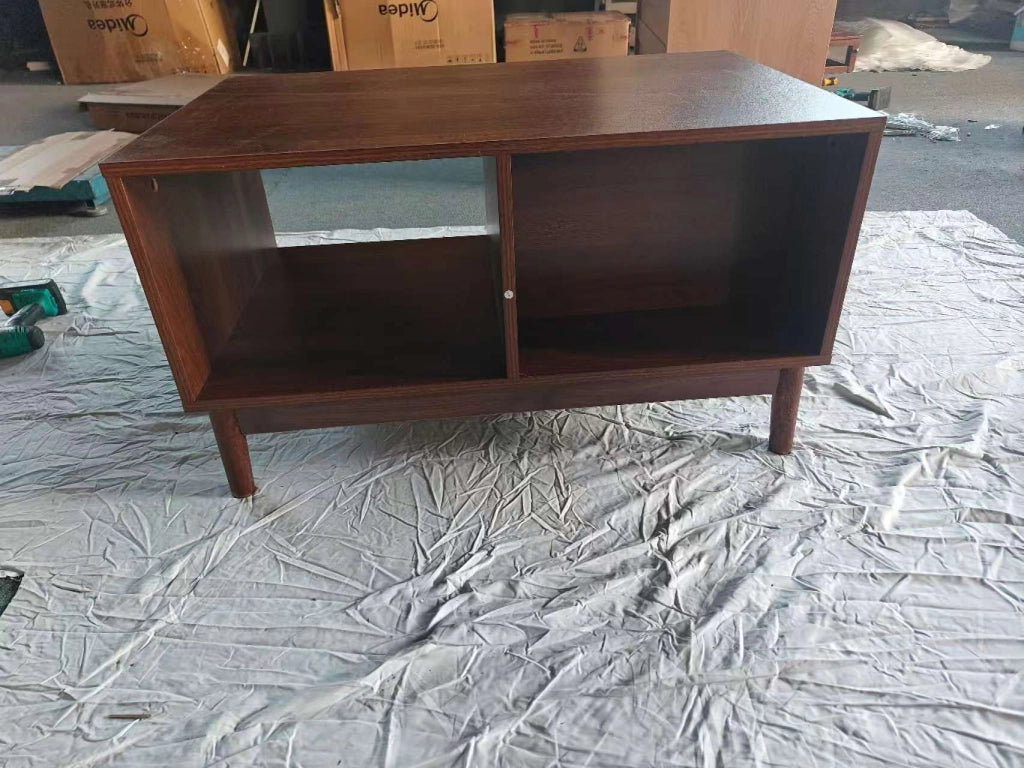 TAVOLO DA SALOTTO 80x50x45 cm Noce in MDF con gambe in legno massello