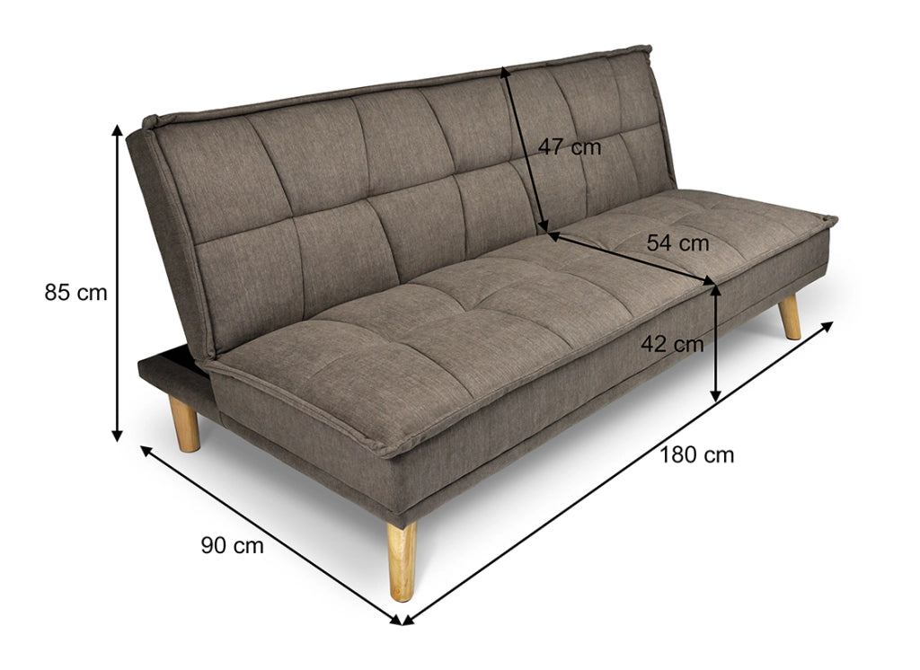 Divano letto clic clac in tessuto vellutato marrone, divano 3 posti - Bart - DL-BA09FBC